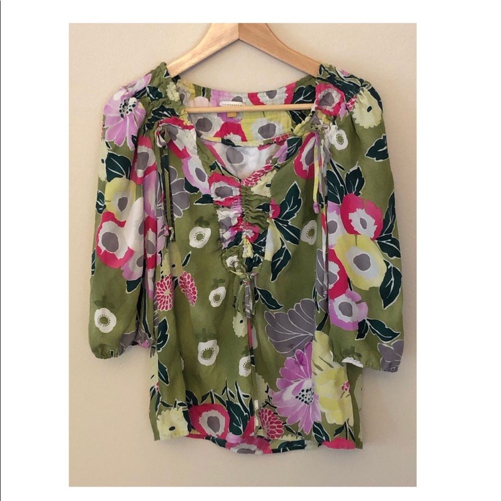 Anthropologie leifsdottir floral blouse size 4